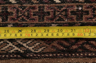 Balouch Geometric Persian Handmade Square Oriental Area Rug, Brown, 3'4"X2'9"