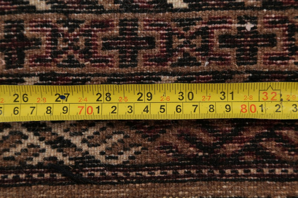 Balouch Geometric Persian Handmade Square Oriental Area Rug, Brown, 3'4"X2'9"