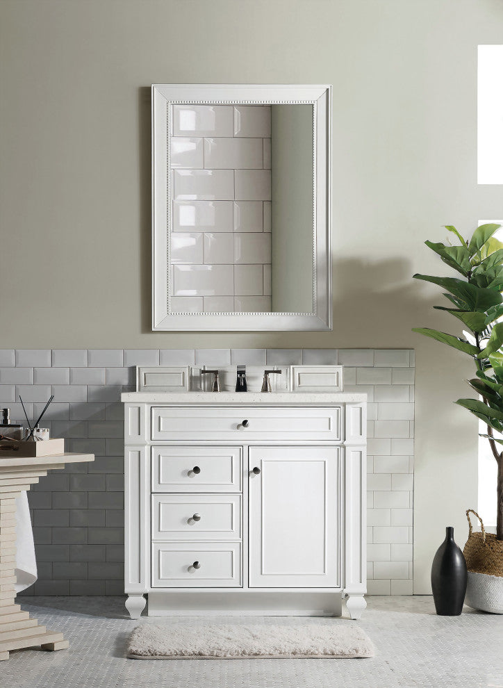 Bristol 36" Single Vanity, Bright White, Lime Delight Quartz