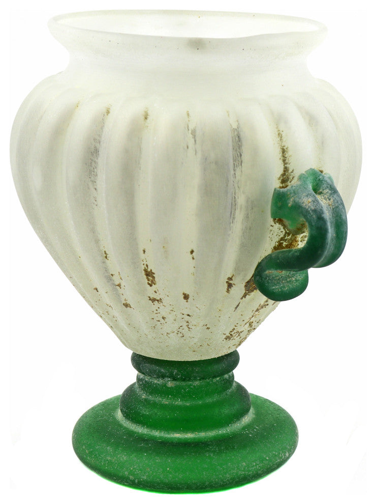 Murano Glass Imperial Scavo Vase, 7.5"x8"