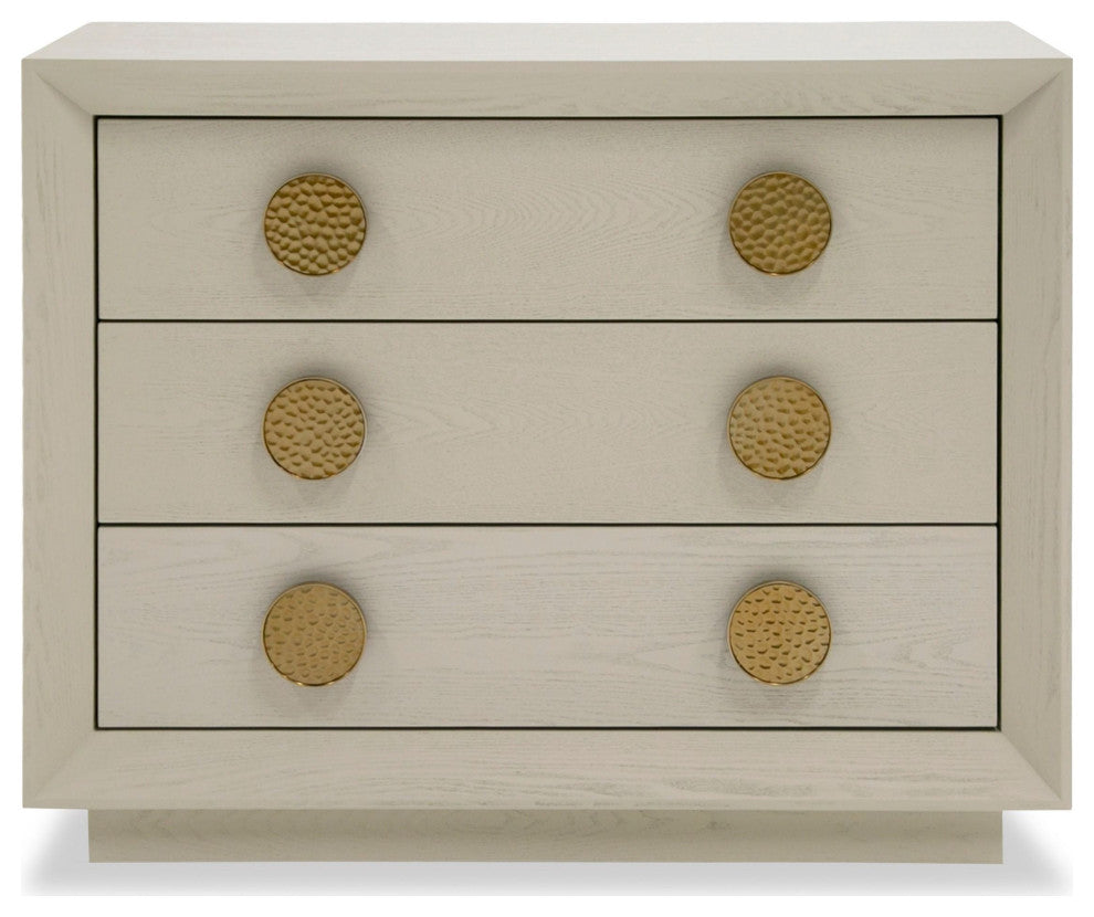 Modrest Marjorie Modern Cream and Brushed Gold Nightstand