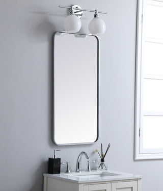 Ellis Soft Corner Metal Rectangular Mirror, Silver, 18"x36"