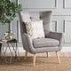 GDF Studio Temescal Mid Century Modern Dark Teal Fabric Club Chair, Gray