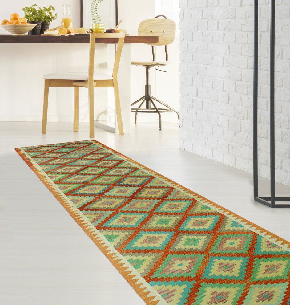 Sangat Kilim Wilmar Red/Ivory Runner, 2'8x16'1