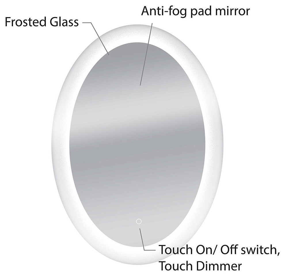 Dyconn Faucet Royal Oval Wall Mounted Backlit Vanity Bathroom LED Mirror, 25"x35
