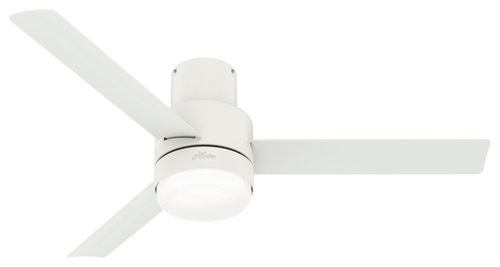 Hunter 52" Gilmour Matte White Low Ceiling Fan, LED Light Kit, Handheld Remote