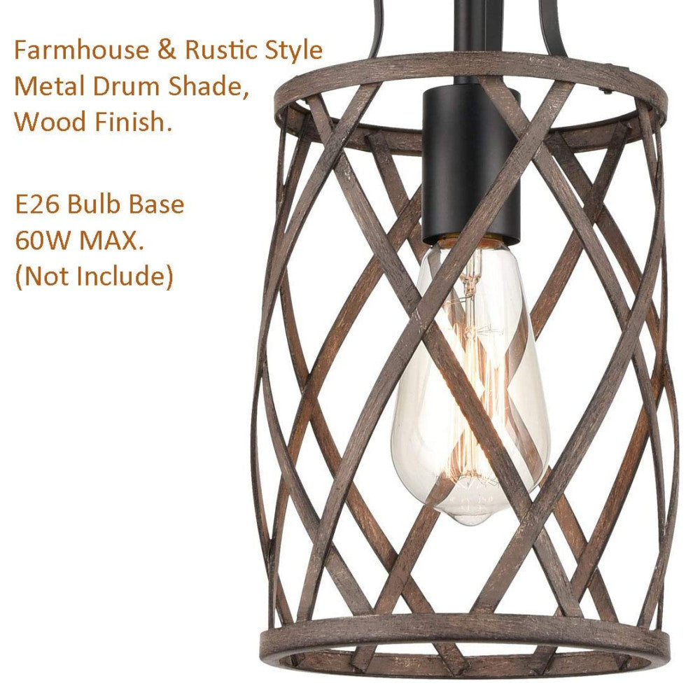 5 Light Rust Chandelier, Farmhouse, Wood, Lantern Pendant