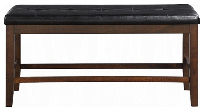 Acme Urbana Counter Height Bench, Black PU and Espresso