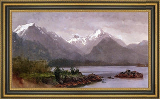 Albert Bierstadt the Grand Tetons Wyoming Framed Premium Canvas Print, 14"x28"