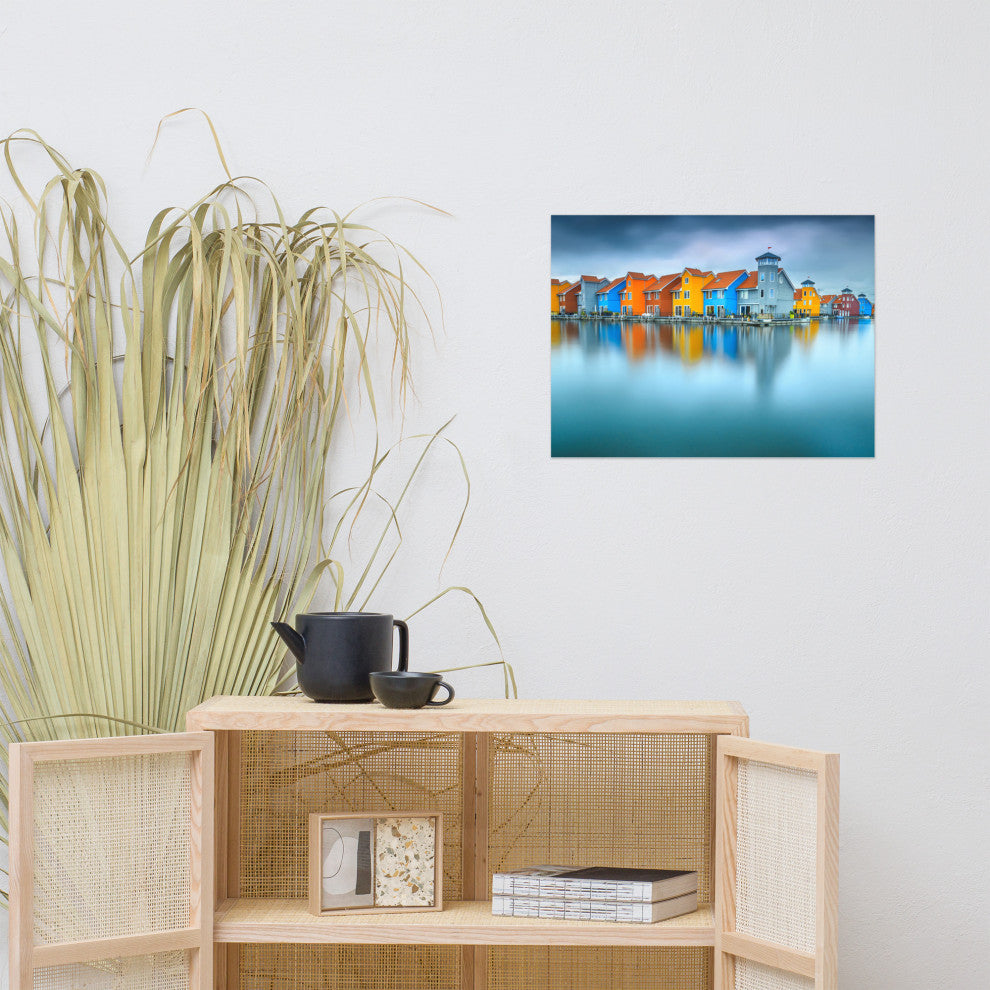 Blue Morning at Waters Edge Groningen Netherlands Wall Art Prints, 18" X 24"