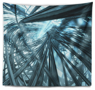 Fractal 3D Stripes Everywhere Contemporary Wall Tapestry, 92"x78"