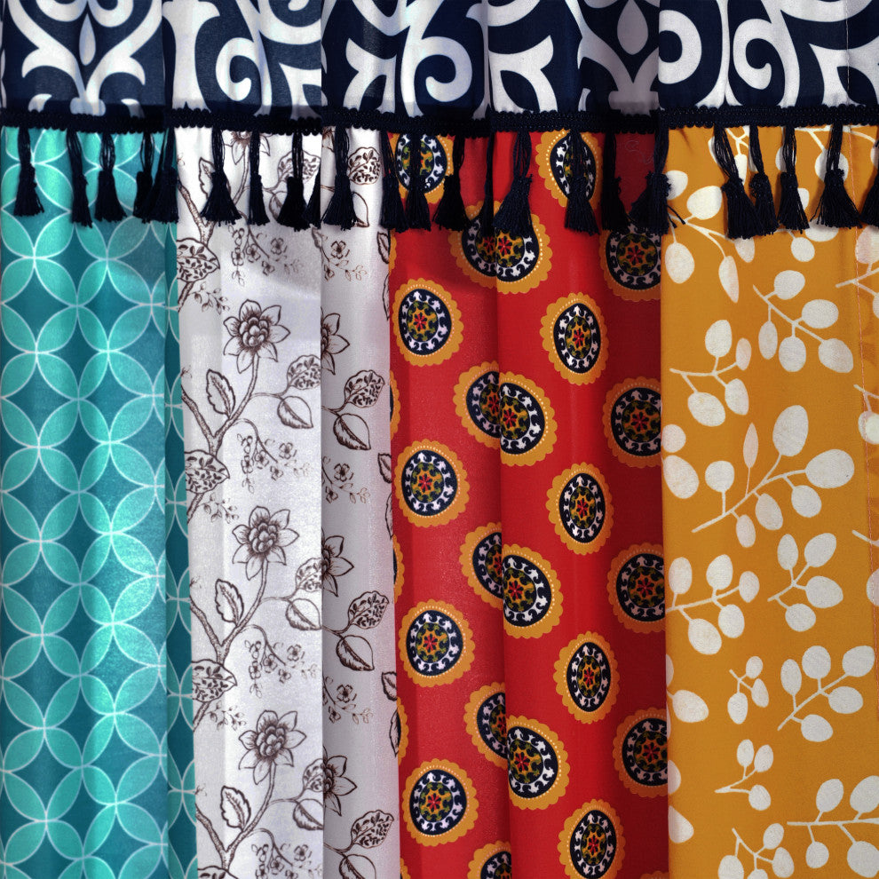 Boho Patch Window Curtains Set, 84"x45"