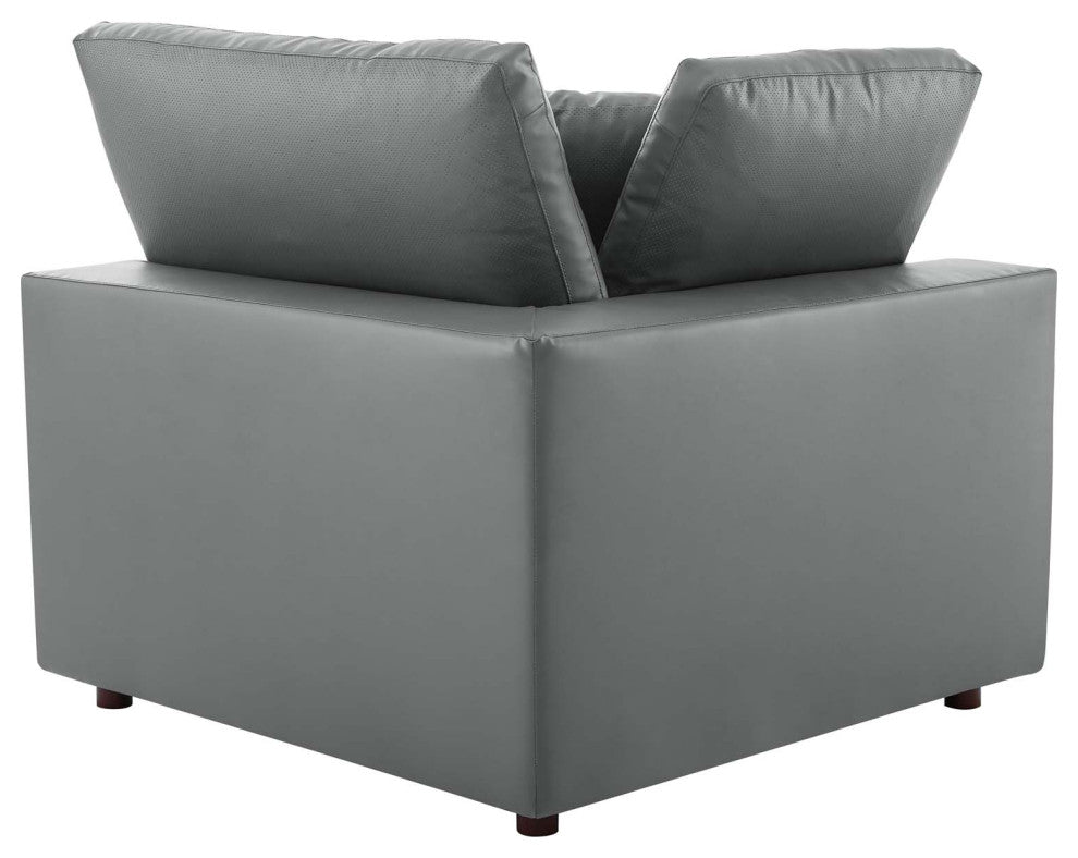 Sectional Sofa Set, Faux Vegan Leather, Gray, Modern, Lounge Hospitality
