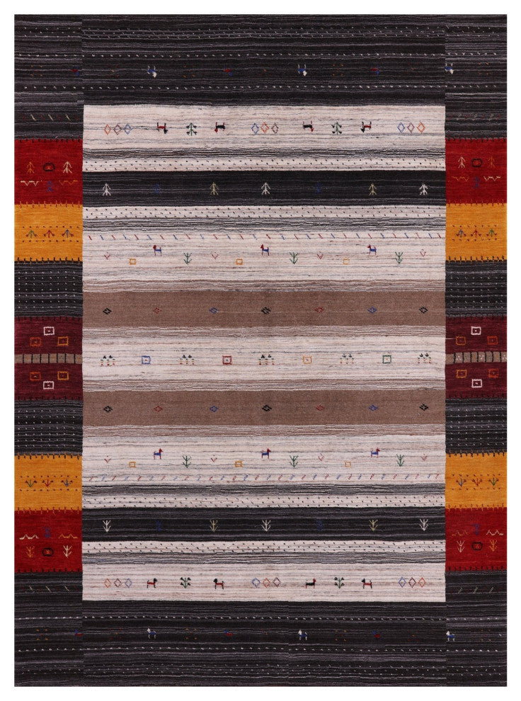 5' 6" X 8' 0" Persian Gabbeh Tribal Handmade Wool Rug Q10549