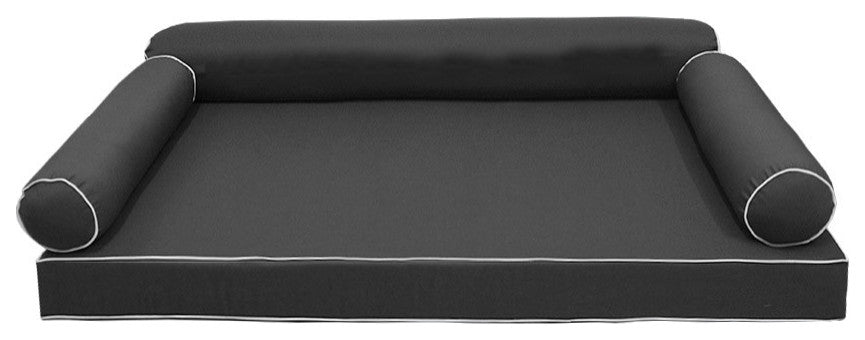 S6 Twin-XL Contrast Trim Mattress Bolster Pillow Outdoor Slip Cover ONLY AD003