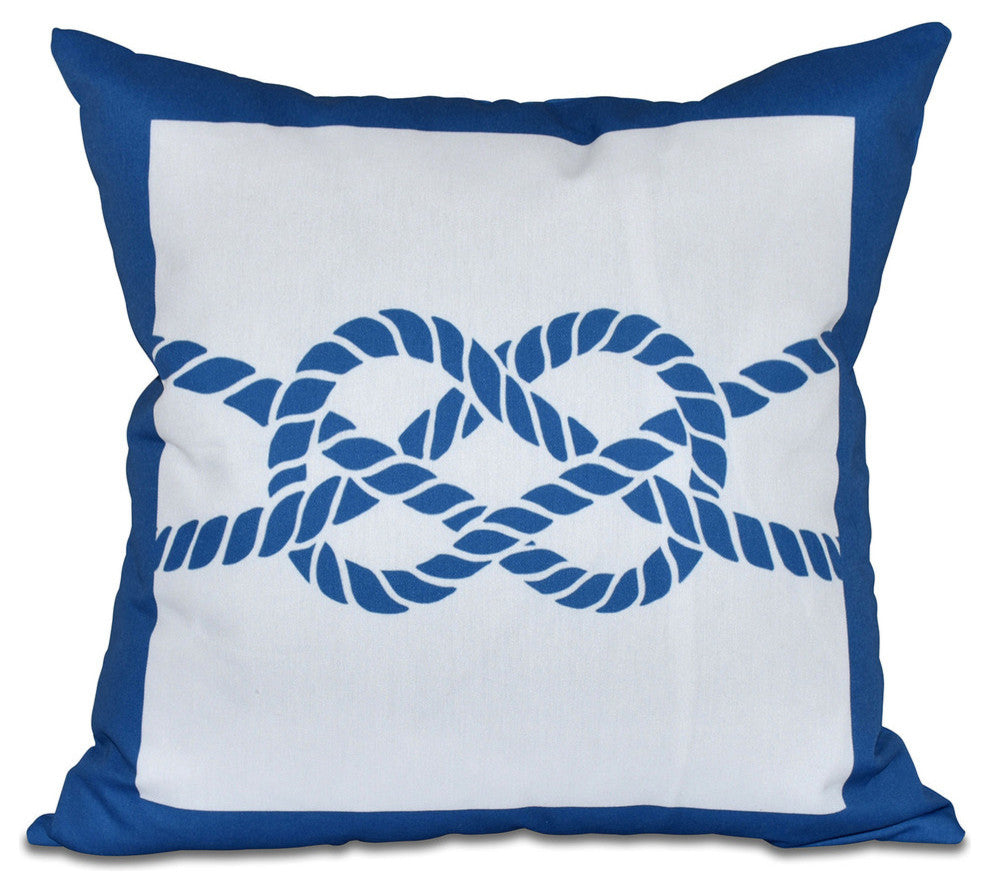 Nautical Knot, Geometric Print Pillow, Blue, 16"x16"