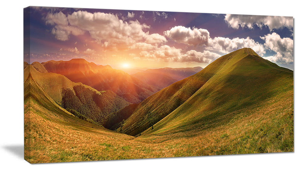"Sunrise Over Green Mountains" Landscape Photo Wall Art, 40"x20"