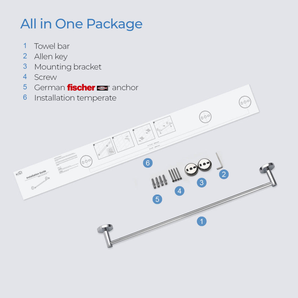 Circular 24" Bathroom Towel Bar KBA1404, Chrome