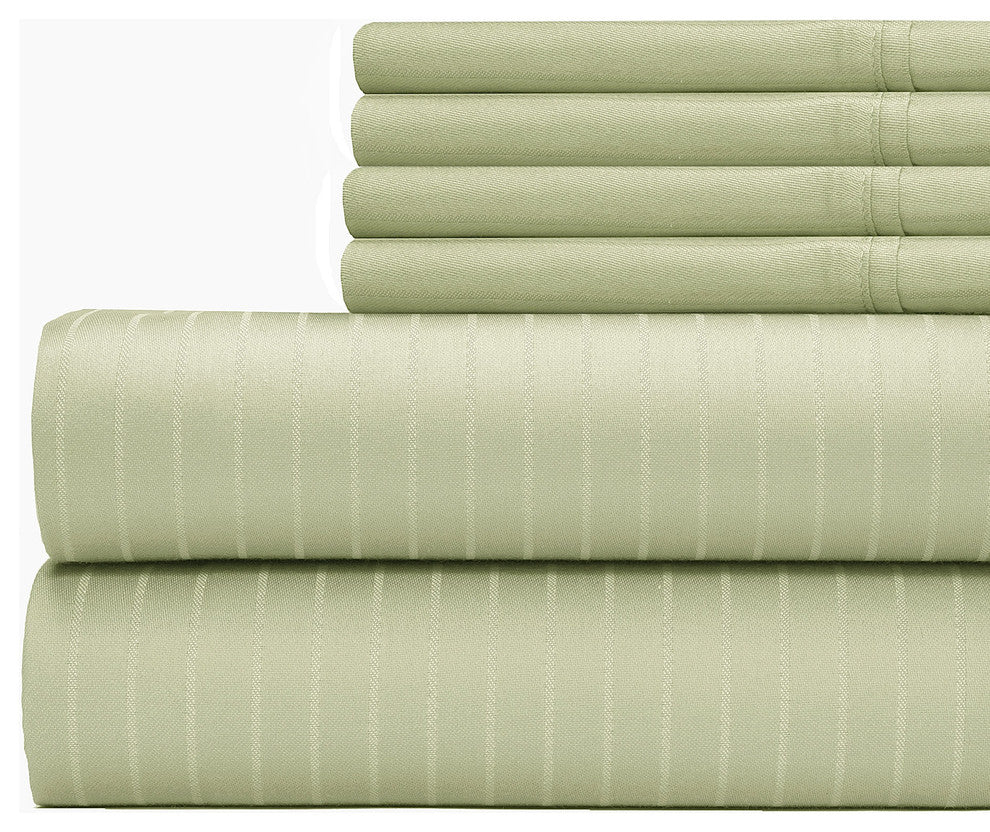Stripe 700 Thread Count Premier 6-Piece Sheet Set, Sage, King