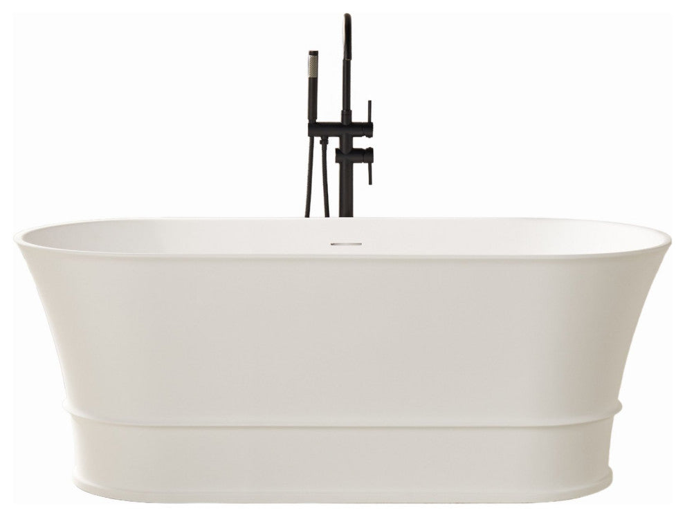 Vanity Art 59" x 28" Freestanding Soaking Stone Resin Bathtub