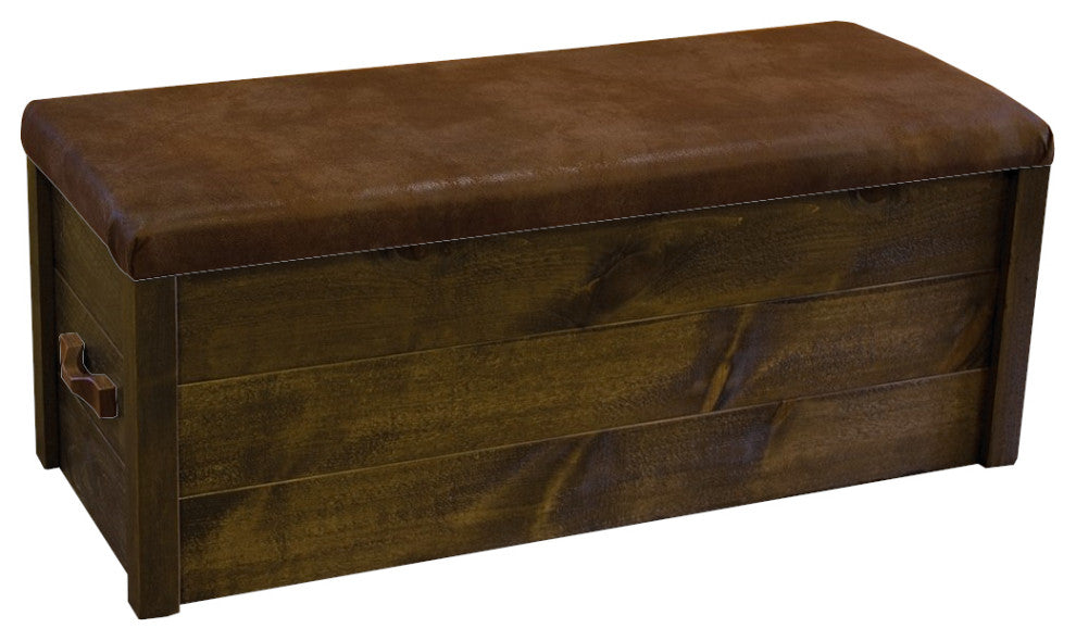 Rustic Barn Wood Style Timber Peg Blanket Chest, Woodland Smoke, Palomino Tobacco