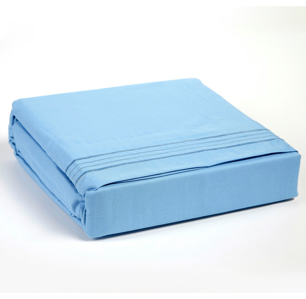 Linum Home Textiles 1800 TC Brushed Microfiber Sheet Set with 4 Line Embroidery