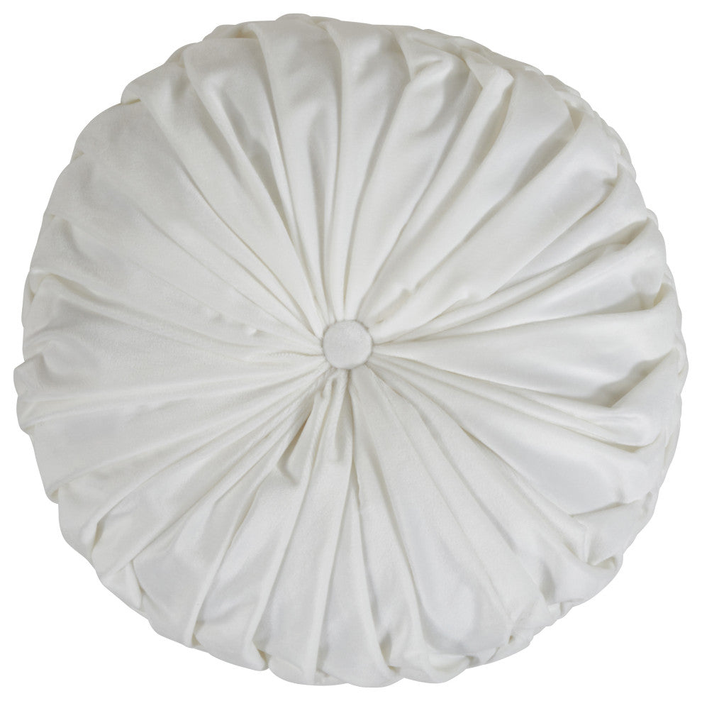 Poly Filled Velvet Pintuck Throw Pillow, 14"x14", White