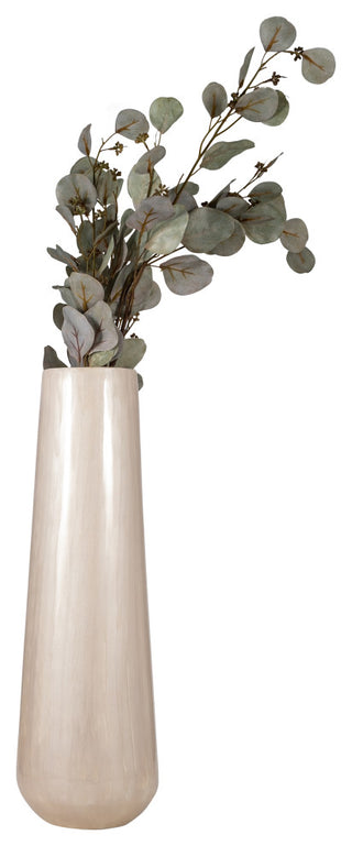 Metal 24"H Alabastron Vase, Pearl White