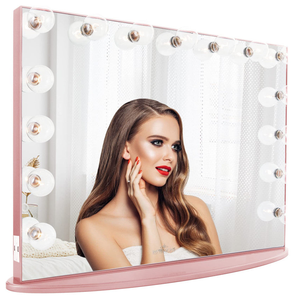 Hollywood Glow Pro Vanity Mirror, Light Pink, Clear Bulb, Non-Bluetooth