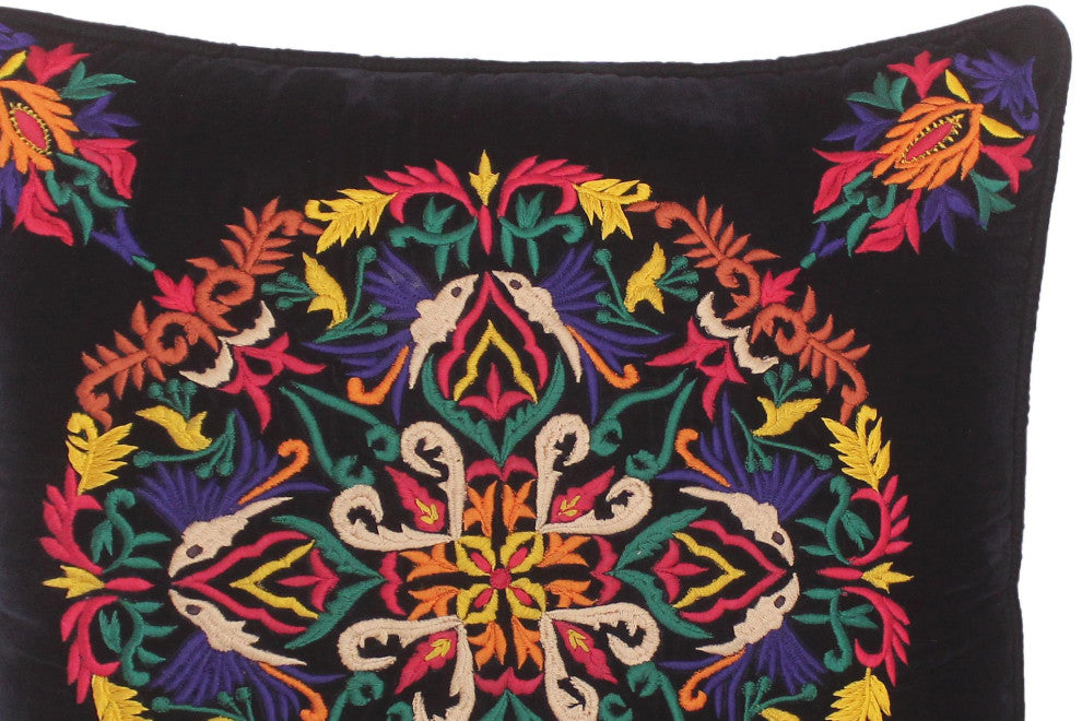 Rustic Quinlan Hand Embroidered Italian Velvet Pillow