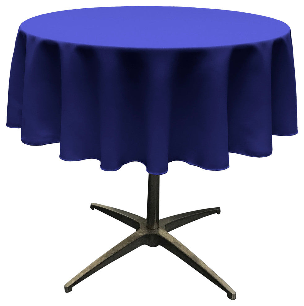 LA Linen Round Polyester Poplin, Royal, 51" Round