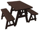 Pressure Treated Pine Picnic Table With 2 Benches, Walnut Stain, 5 Foot, No Umbrella Hole