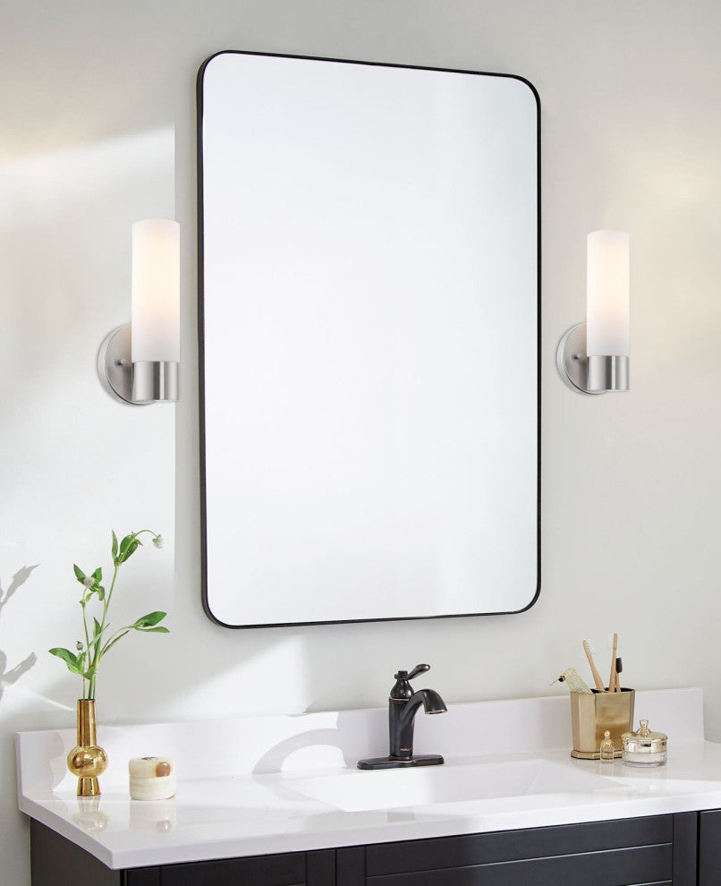Kira Home Sol 10" Wall Sconce, Frosted Glass Shade, for Bathroom/, (2)