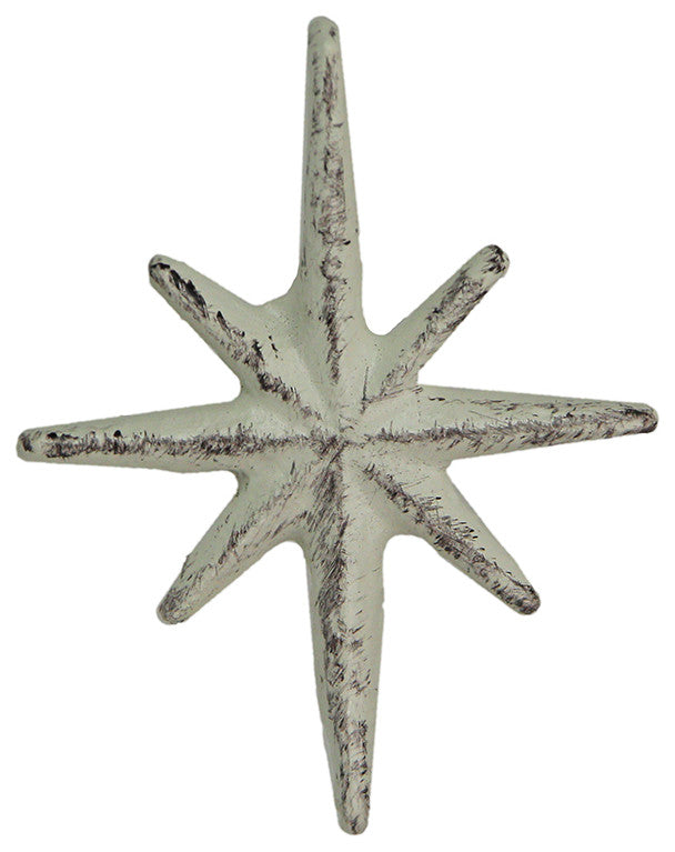 Set of 6 Antique White Finish Mid Century Modern Starburst Drawer Pulls Knobs