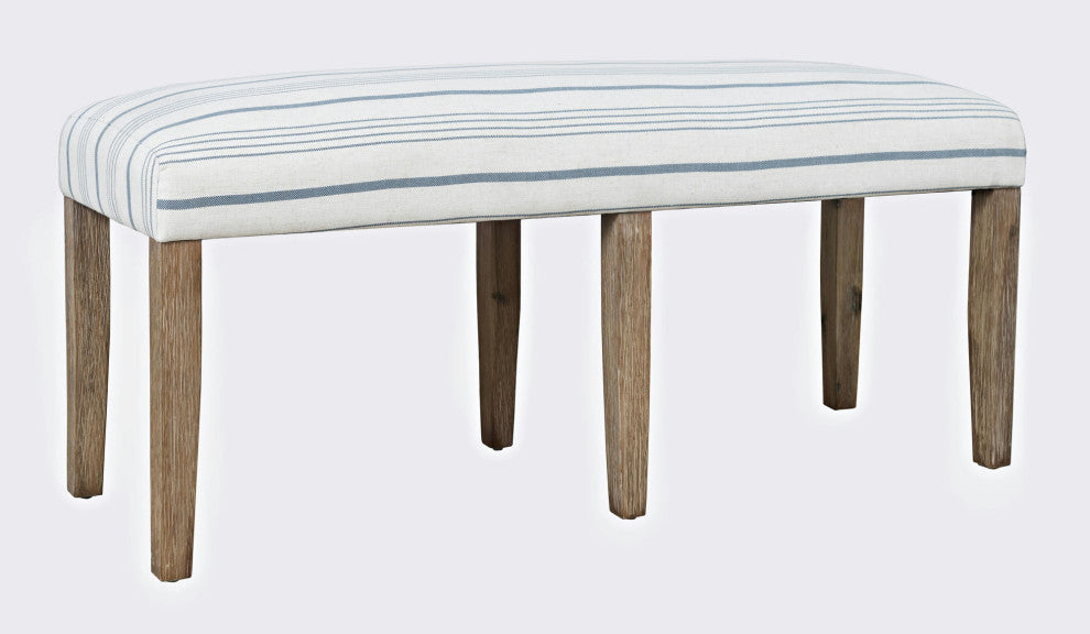 Eastern Tides Coastal Wire-Brushed Acacia 46" Upholstered Dining Bench