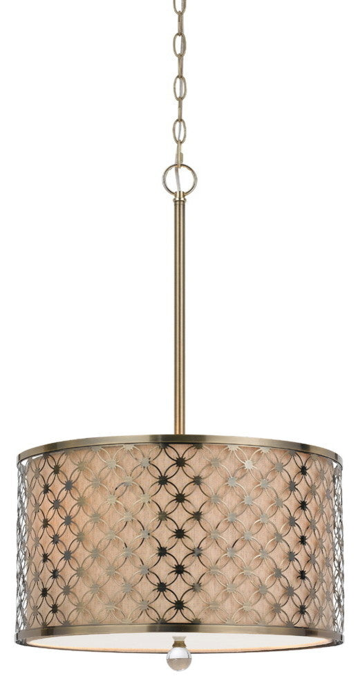60W Myrtle Metal Pendant, Antiqued Brass Finish