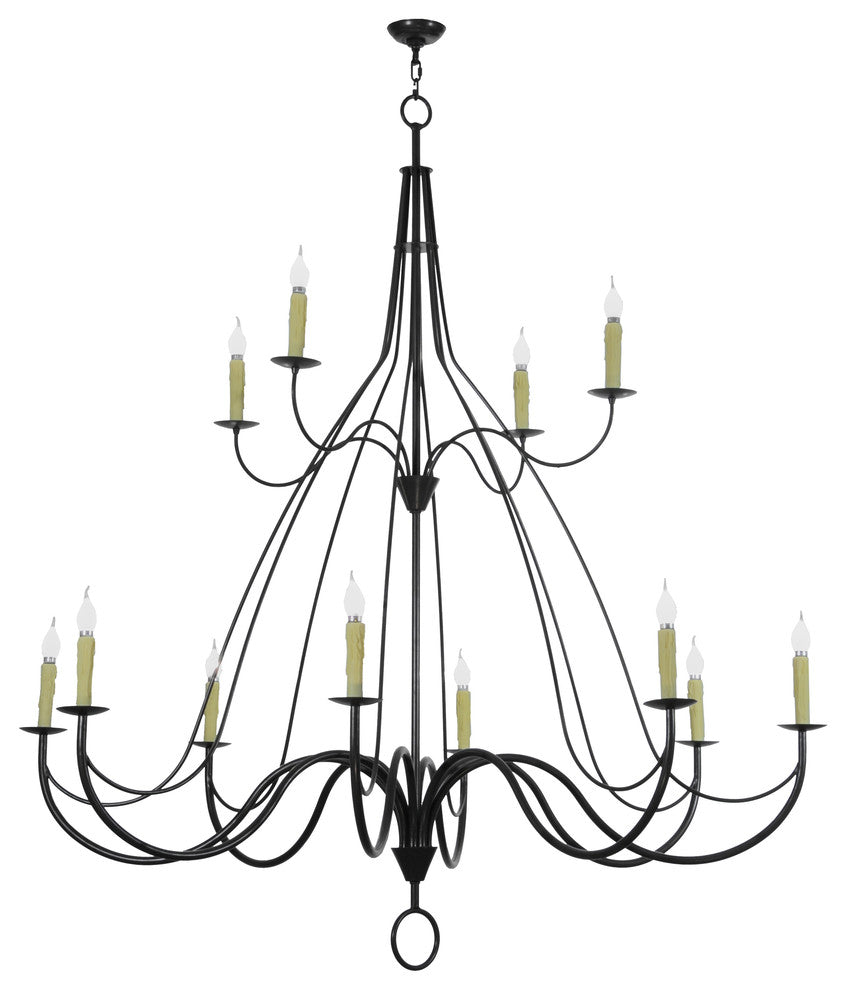 68 Wide Bell 12 Light Two Tier Chandelier