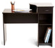Modern Desk, Rectangular Top With Raised Shelf & Storage Drawers, Blackwood