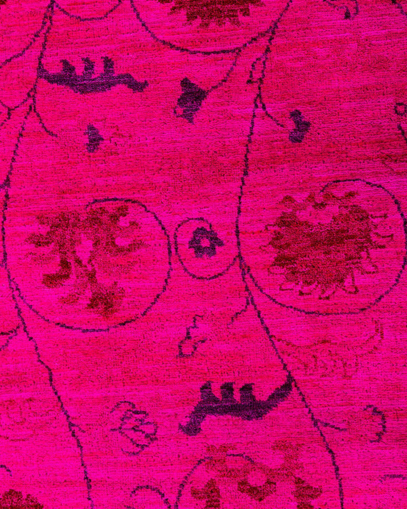 Overdyed, One-of-a-Kind Hand-Knotted Area Rug Pink, 9'1"x12'4"