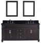 Virtu Victoria 72" Double Bathroom Vanity, Espresso With Faucet and Mirrors