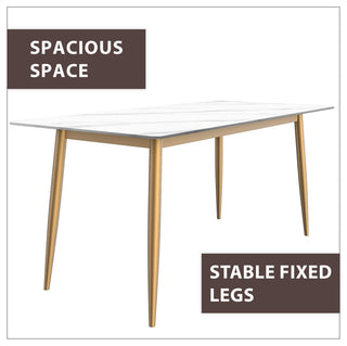 Zayle Dining Table with Rectangular Tabletop in Steel, White, 71" Wide