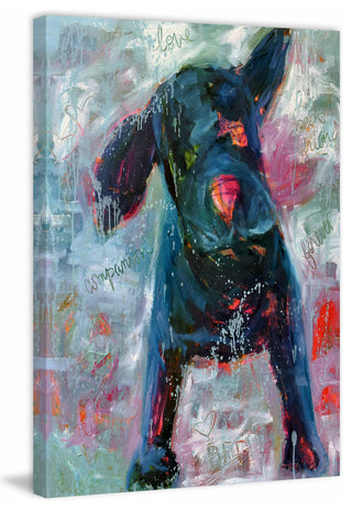 "Funky Pup" Painting Print on Wrapped Canvas, 24"x36"