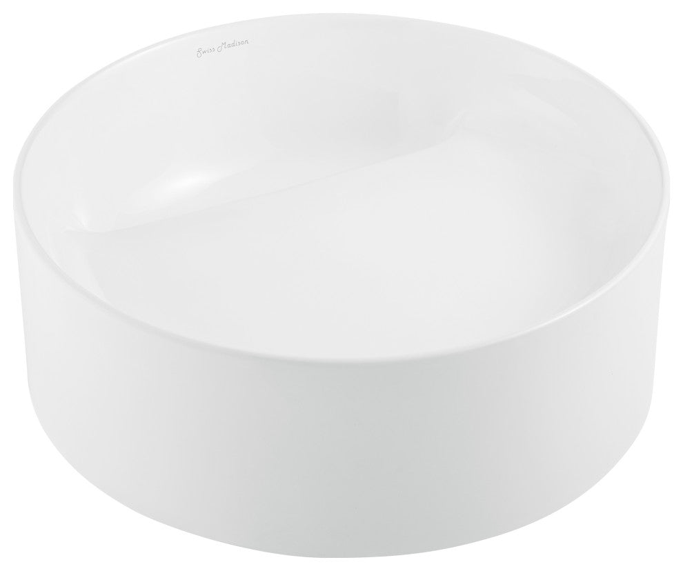 Beau 16.5" Round Vessel Bathroom Sink, Glossy White