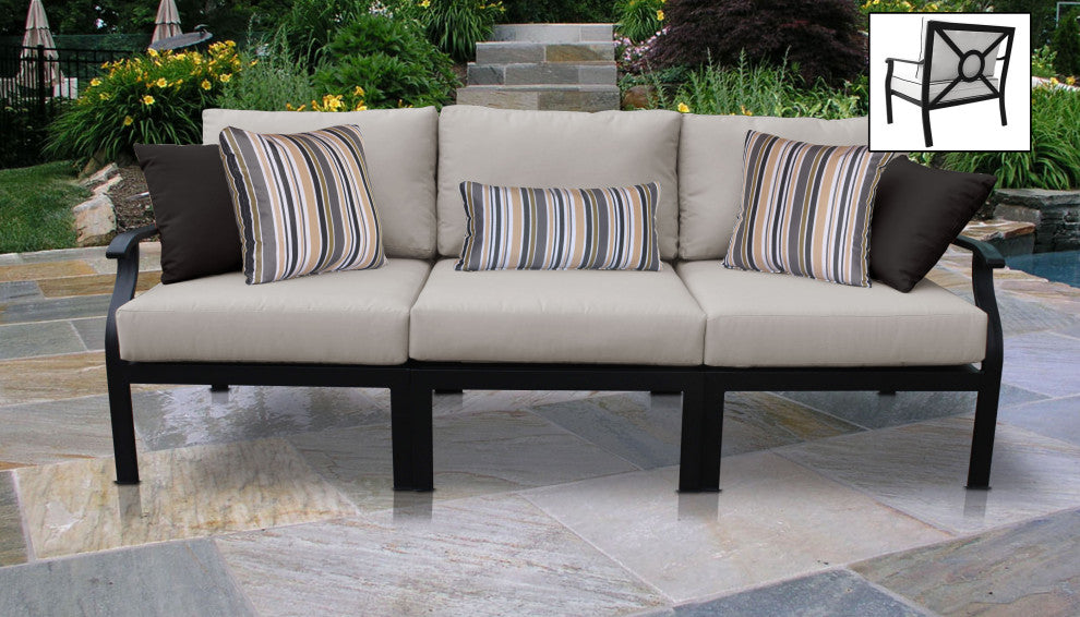 kathy ireland Madison Ave. 3 Piece Aluminum Patio Furniture Set 03c, Almond
