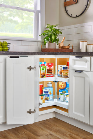 Value Line Polymer Kidney 2-Shelf Lazy Susans for Corner Base, White, 24"W
