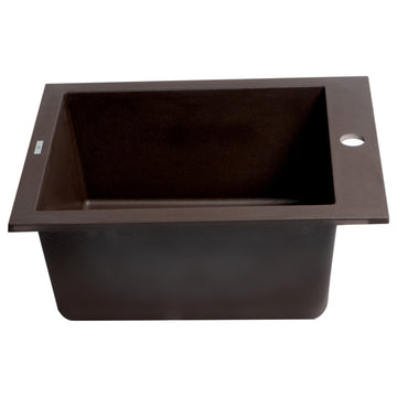 ALFI brand AB1720DI-C Chocolate 17" Drop-In Rectangular Granite Prep Sink