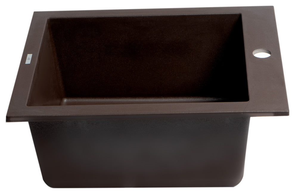 ALFI brand AB1720DI-C Chocolate 17" Drop-In Rectangular Granite Prep Sink