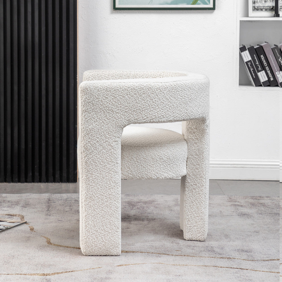 28" Wide Boucle Upholstered Square Armchair, Cream