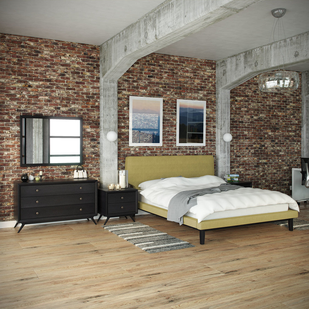 Modway Bethany 5 Piece Queen Bedroom Set, Black Green