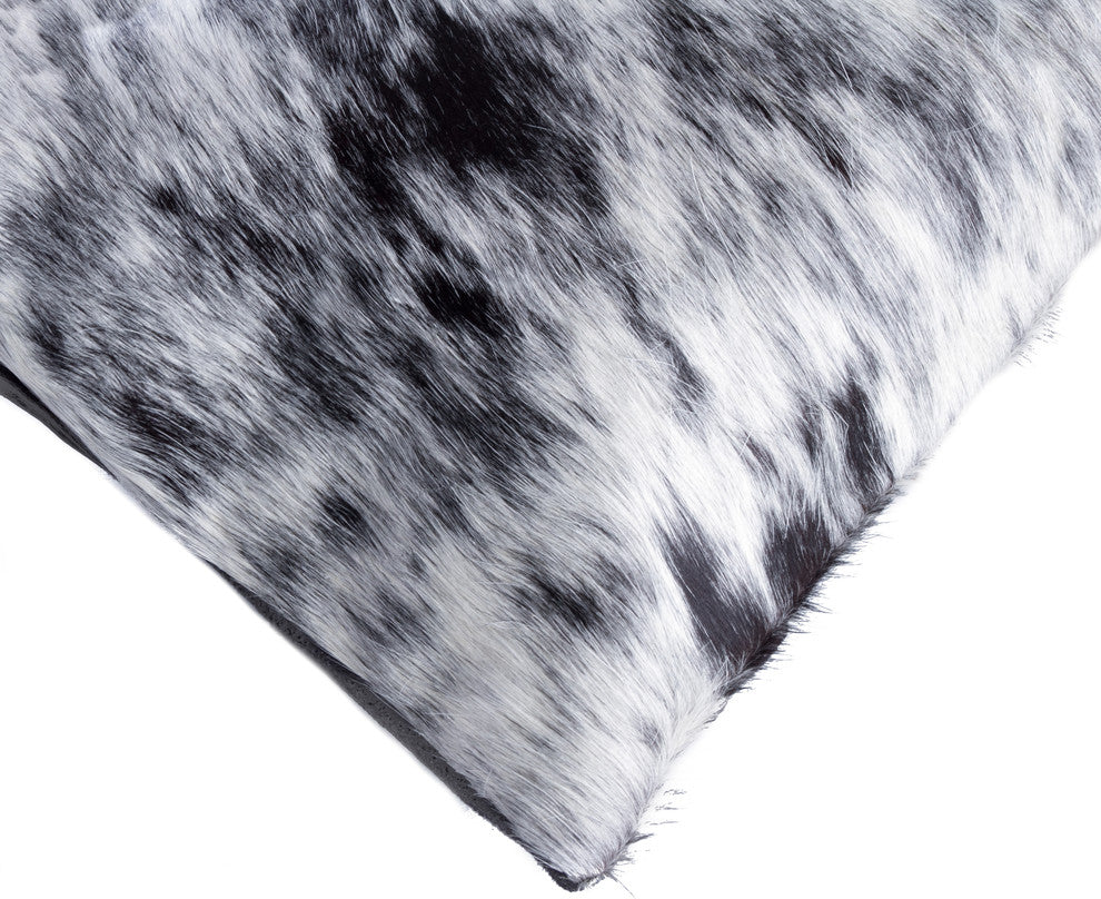 12"x20" Torino Kobe Cowhide Pillows, Set of 2, Pepper Black and White